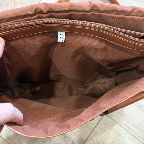 Piel Leather Large Handbag with Organizer Crossbody – Saddle Brown - Picture 10 of 15